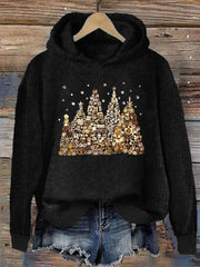 Women's Christmas Tree Jewel Art Print Hooded Sweatshirt