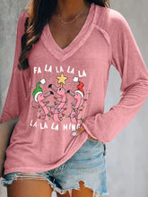 Christmas Flamingo Print Crew Neck Sweatshirt