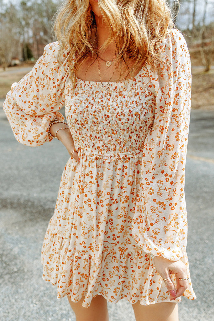 Smocked Flower Knit Longall