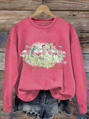 Christmas Palm Tree Print Crewneck Sweatshirt