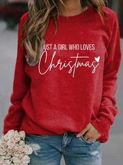 Retro Just A Girl Who Loves Christmas Print Sweatshirt