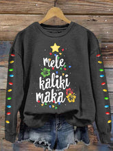 Mele Kalikimaka Hawaii Christmas Print Sweatshirt