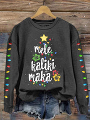 Mele Kalikimaka Hawaii Christmas Print Sweatshirt