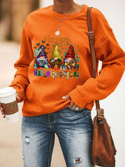 Happy Hallothanksmas Gnome Print Sweatshirt