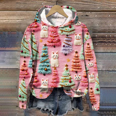 Christmas Tree Cat Print Casual