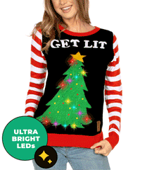 Get Lit Light Up Ugly Christmas Sweater