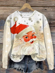 Christmas Vintage Print Long Sleeve Sweatshirt