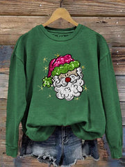 Shiny Santa Print Sweatshirt