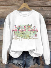 Christmas Palm Tree Print Crewneck Sweatshirt