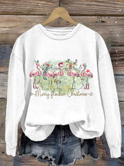 Christmas Palm Tree Print Crewneck Sweatshirt