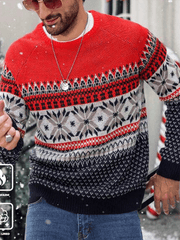 Christmas Pattern Color Block Sweater