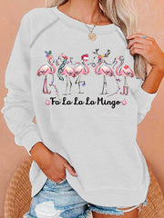 Christmas Flamingo Print Sweatshirt