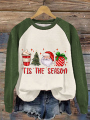 Christmas Tis' The Season Santa Printed Sweatshirt