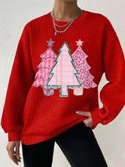 Christmas Tree Print Long Sleeve Sweatshirt