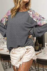 Floral Textured Long Sleeve Top