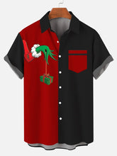Simple Christmas Casual Color Blocking Large Short Sleeve Shirt