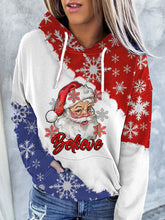 Believe Santa Claus Christmas Snowflake Print Casual Hoodie