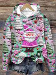 Christmas Pink Santa Print Sweatshirt