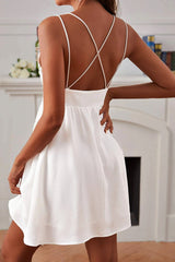 Guipure Lace Hollow Out Crisscross Backless Dress