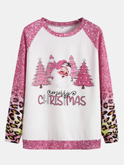 Christmas Tree & Santa Print Pullover Sweatshirt