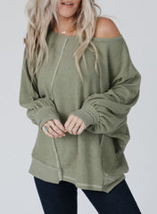 Exposed Seam Dolman Sleeve Top