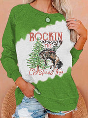 Rockin Around The Christmas Tree Print Sweatshirt