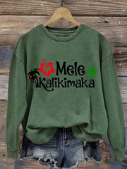 Hawaiian Christmas Mele Kalikimaka Hibiscus Sweatshirt