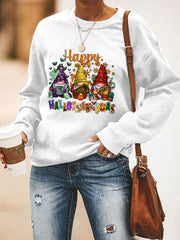 Happy Hallothanksmas Gnome Print Sweatshirt