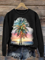 Florida Palm Tree Print Crewneck Sweatshirt
