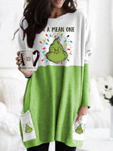 Christmas I'm A Mean One Printed Casual Pocket Long Sleeve T-Shirt