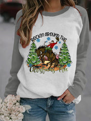 Western and Christmas Combine "ROCKIN AROUND THE CHRISTMAS TREE" Print Sweatshirt