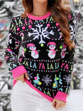 Women Christmas Print Casual Round Neck Sweater