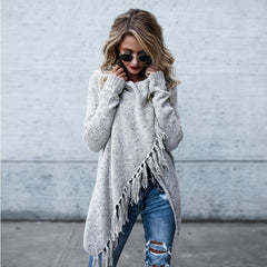 Poncho Cotton Irregular Single Button Autumn Loose Knitted Cardigans