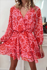 Floral Ruffle Long Sleeve Mini Dress