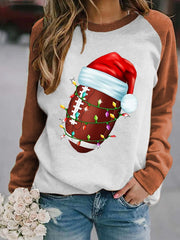 Christmas Footbal Print Casual Sweatshirt