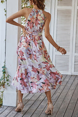 Allover Floral Print Ruffle Trim Dress