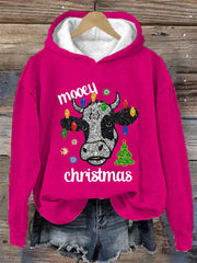 Glitter Cow Print Christmas Sweatshirt