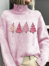 Christmas printed turtleneck knitted sweater