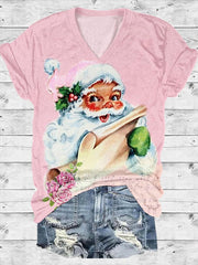 Casual Santa Claus Print Short Sleeve T-Shirt
