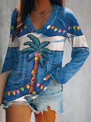 Retro Palm Tree Christmas Casual T-Shirt