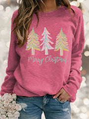 Women's Casual Merry Chrismas Print Long Sleeve Sweatshirt