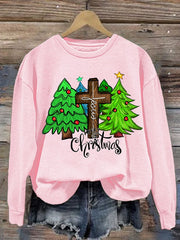 Merry Chrismas Print Long Sleeve Sweatshirt