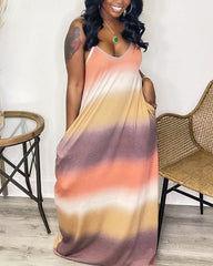 Ombre Slant Pocket Cami Maxi Dress