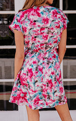Floral V Neck Pocket Dress