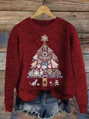 Women's Christmas Tree Jewel Art Crew Neck Sweatshirt