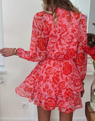 Floral Ruffle Long Sleeve Mini Dress