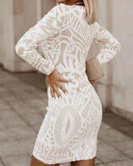 Solid Lace Trim Form Fitted Mini Dress