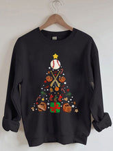 Merry Christmas Baseball Ball Christmas Tree Print Casual Sweatshirt