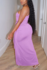 Wrap Asymmetrical Hem Tie Front Maxi Dress