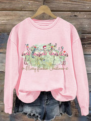 Christmas Palm Tree Print Crewneck Sweatshirt